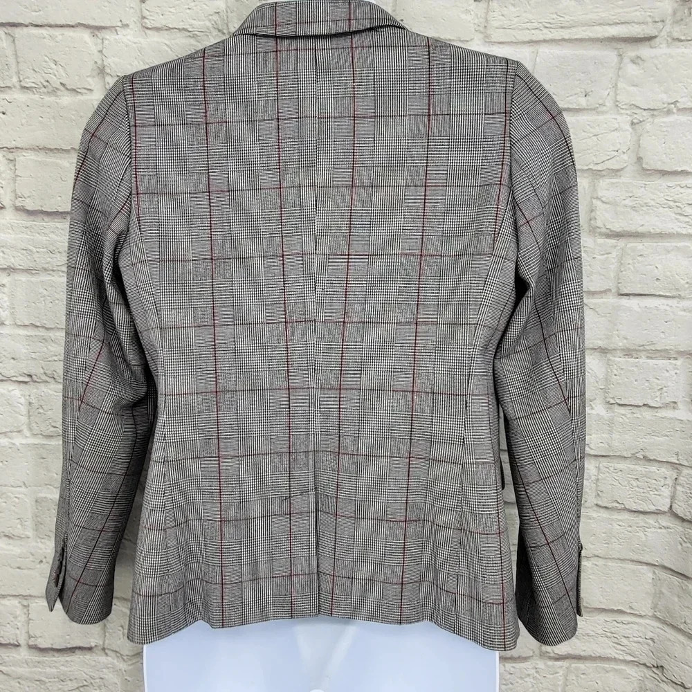 TOMMY HILFIGER Gray Plaid Two Button Blazer Jacket Sz 14 Business Casual Office - Picture 15 of 15